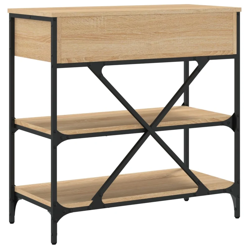Meuble d'appoint meuble d'entrée avec tiroirs et étagères 75 x 34,5 x 75 cm bois d'ingénierie marron et métal DEC031954