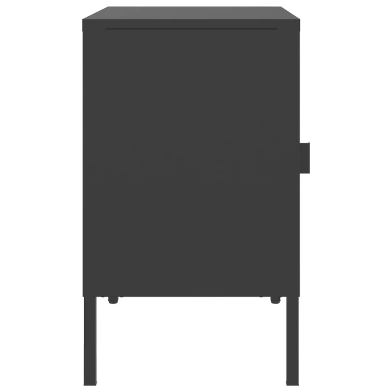 Table de chevet en verre cannelé avec étagère 50 x 35 x 60 cm verre et acier noir DEC034510