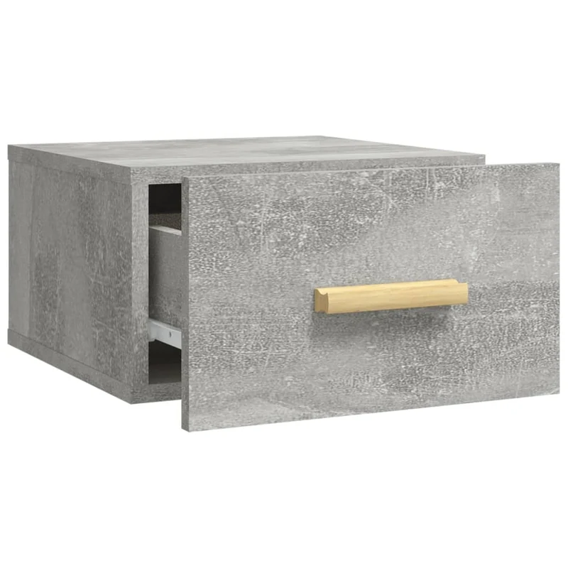 Table de chevet murale avec tiroir 35 x 35 x 20 cm bois d'ingénierie gris DEC034296