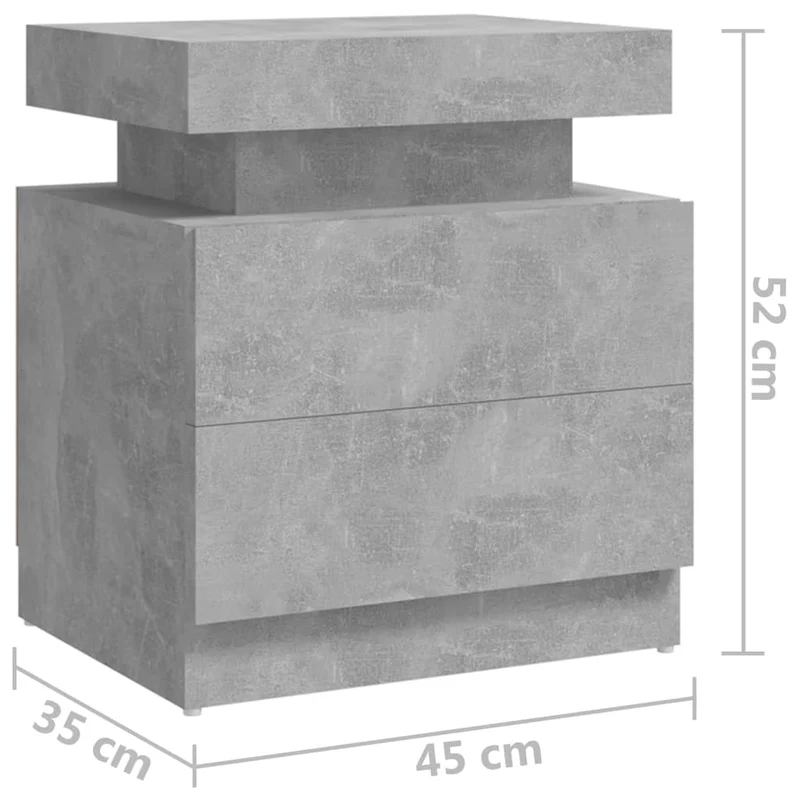 Table de chevet avec 2 tiroirs 45 x 35 x 52 cm bois d'ingénierie gris DEC034042