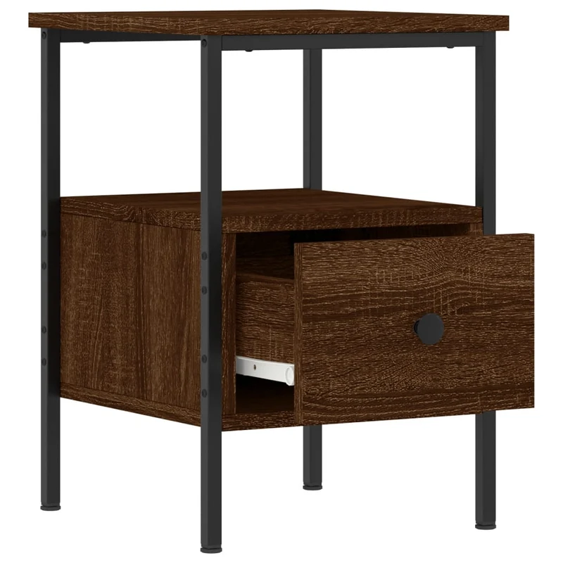 Table de chevet chêne marron 34 x 36 x 50 cm bois d'ingénierie brun DEC033686