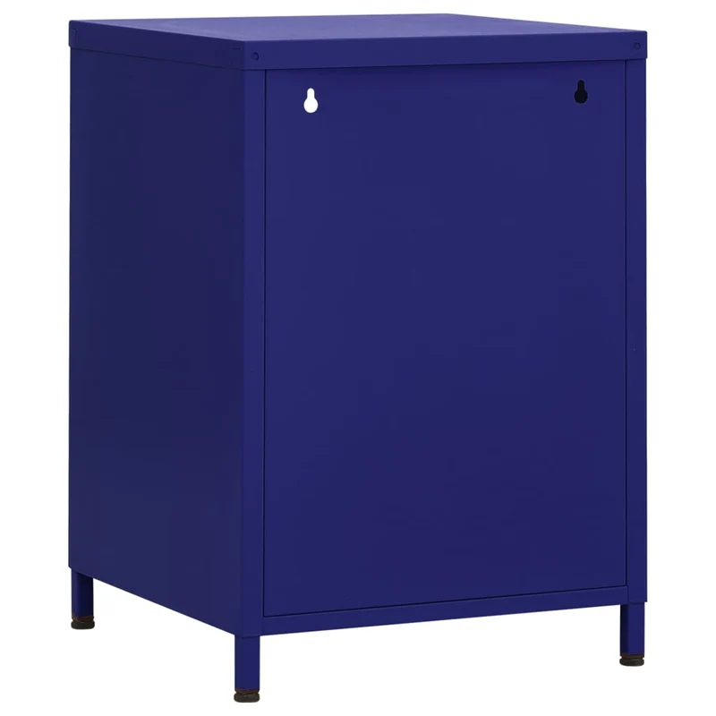 Table de chevet avec compartiment ouvert et avec porte 35 x 35 x 51 cm acier bleu DEC033525