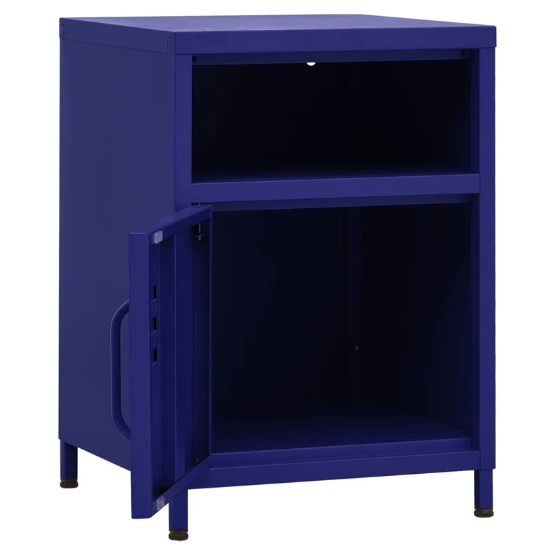 Table de chevet avec compartiment ouvert et avec porte 35 x 35 x 51 cm acier bleu DEC033525