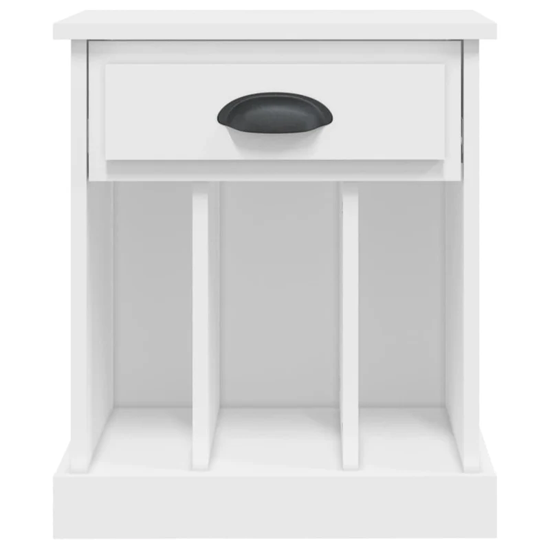 Table de chevet avec tiroir et 3 compartiments 43 x 36 x 50 cm bois d'ingénierie blanc DEC033403
