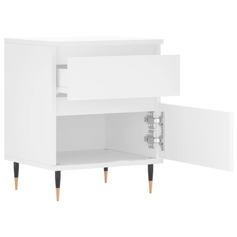 Table de chevet blanc 40 x 35 x 50 cm bois d’ingénierie blanc DEC033369