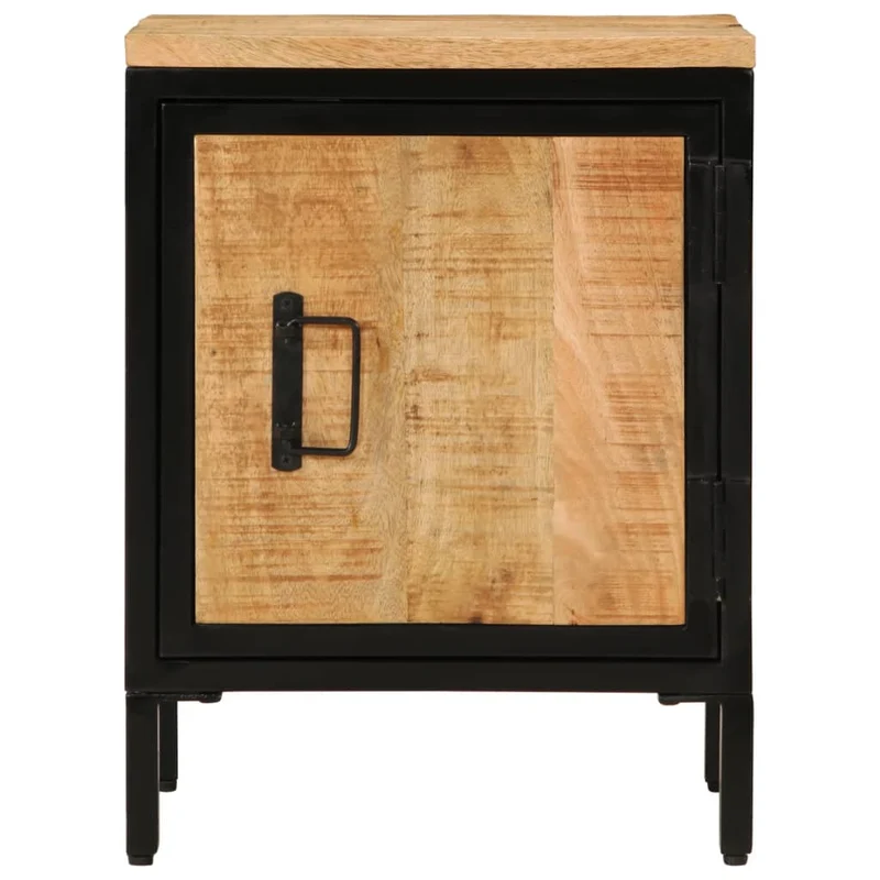 Table de chevet avec compartiment ouvert 40 x 30 x 52,5 cm bois de manguier massif et fer DEC032947