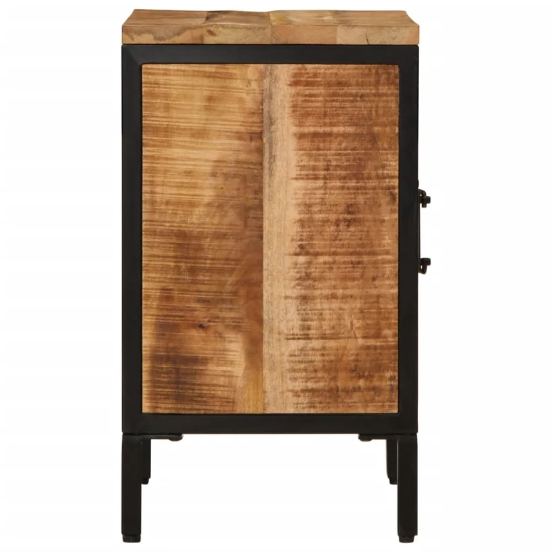 Table de chevet avec compartiment ouvert 40 x 30 x 52,5 cm bois de manguier massif et fer DEC032947