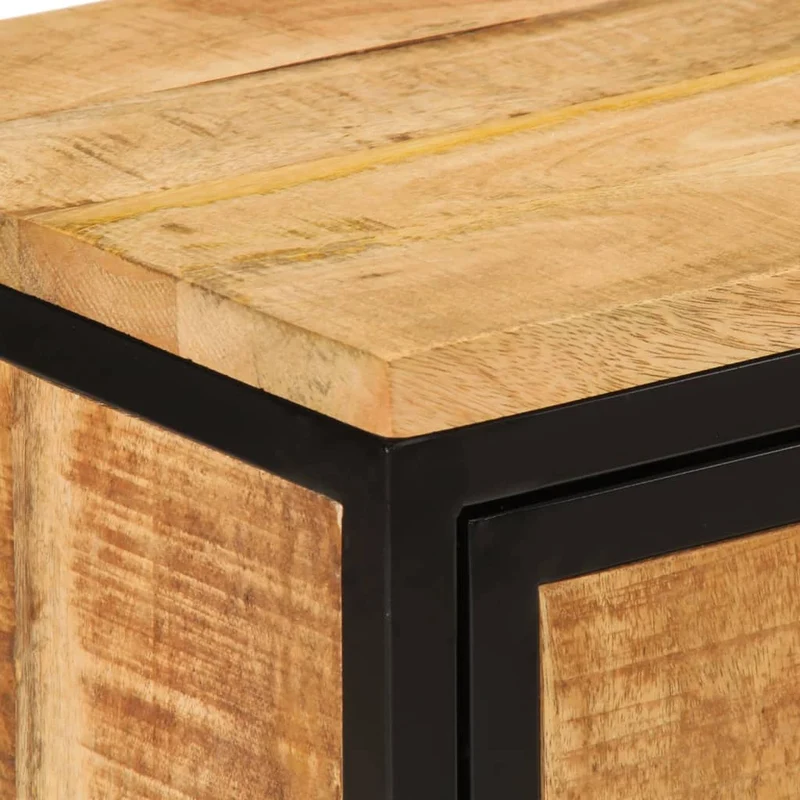 Table de chevet avec compartiment ouvert 40 x 30 x 52,5 cm bois de manguier massif et fer DEC032947