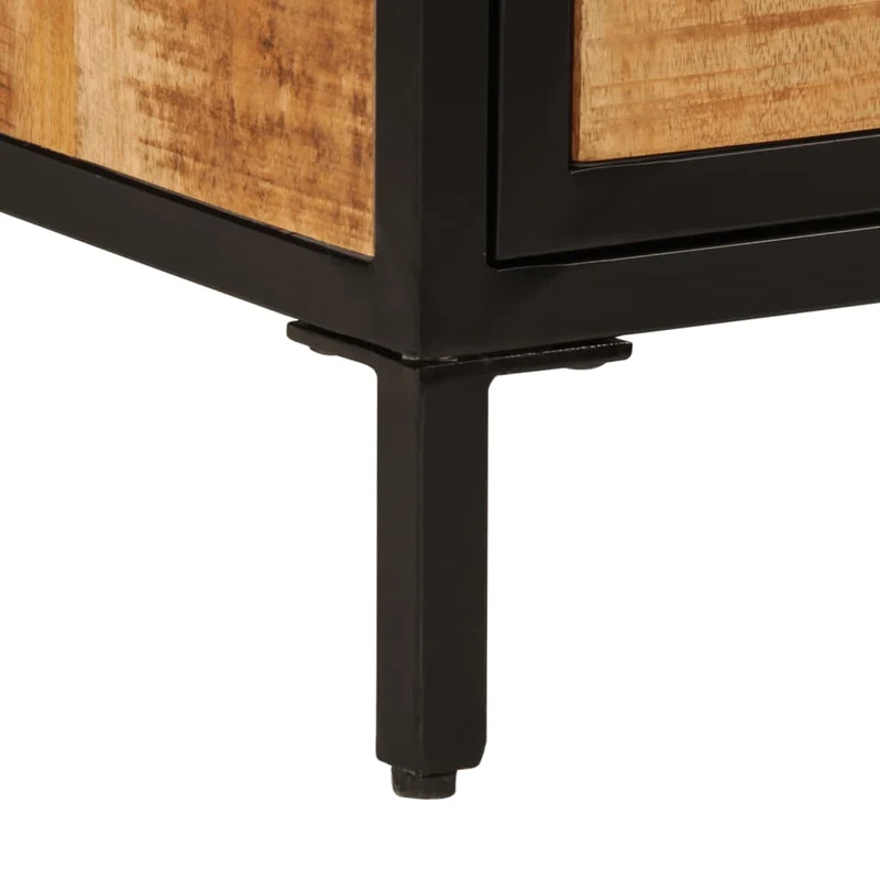 Table de chevet avec compartiment ouvert 40 x 30 x 52,5 cm bois de manguier massif et fer DEC032947