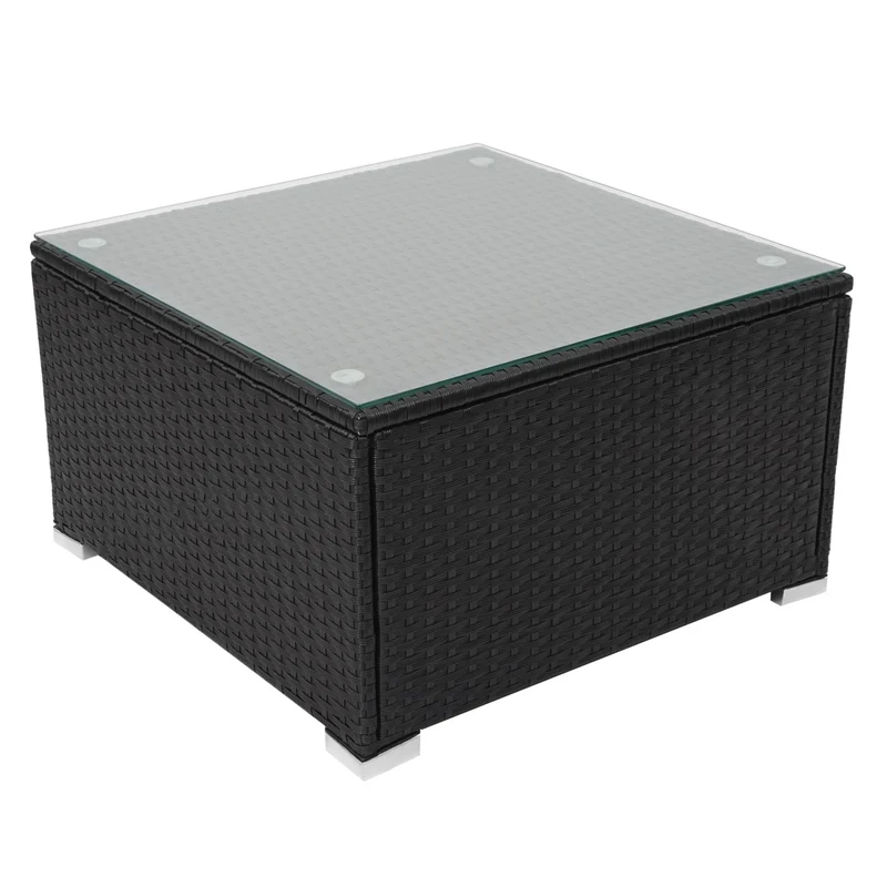 Salon de jardin pour balcon jardin lounge set sofa polyrotin noir coussin gris foncé 04_0003248