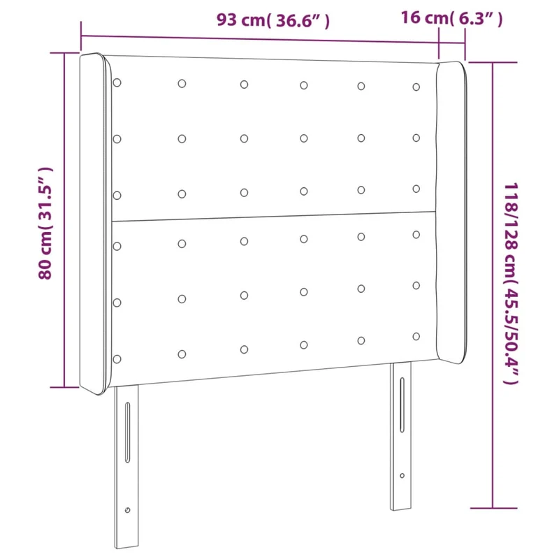 Tête de lit accessoire couchage chambre à coucher meuble avec rebord latéral 93 x 16 x 118/128 cm synthétique blanc TDL0205767