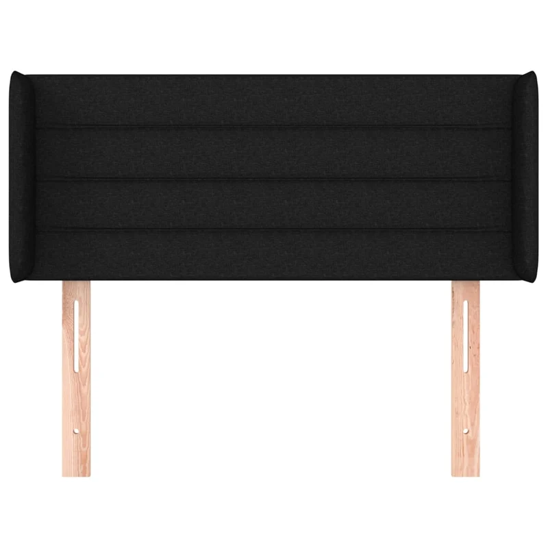 Tête de lit accessoire couchage chambre à coucher meuble avec rebord latéral 83 x 16 x 78/88 cm tissu noir TDL0204449
