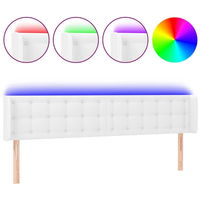 Tête de lit accessoire couchage chambre à coucher meuble à LED 183 x 16 x 78/88 cm synthétique blanc TDL0201935