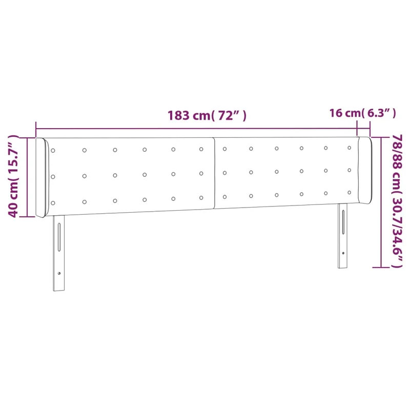Tête de lit accessoire couchage chambre à coucher meuble avec rebord latéral 183 x 16 x 78/88 cm synthétique blanc TDL0205787