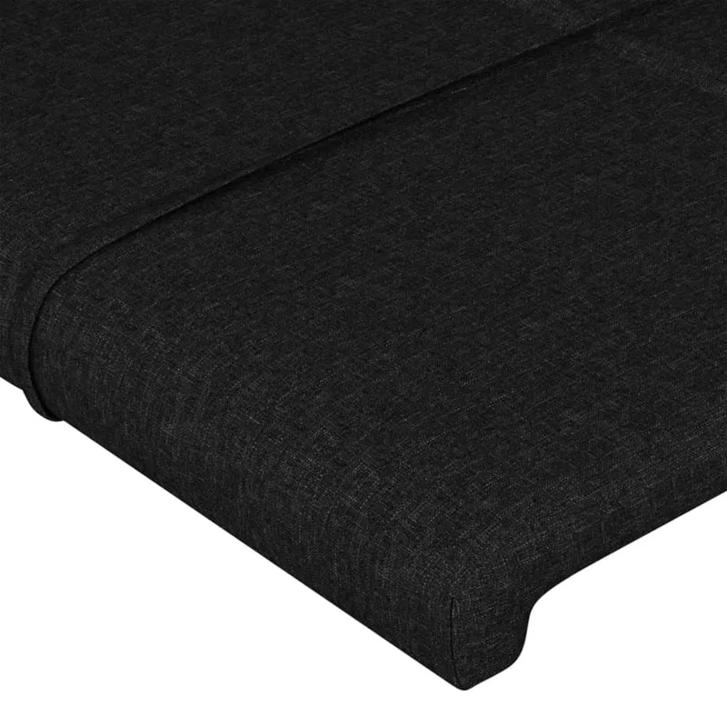 Tête de lit accessoire couchage chambre à coucher meuble à LED 147 x 16 x 78/88 cm tissu noir TDL0200687