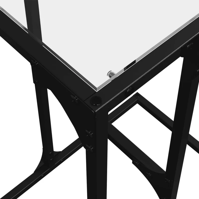 Table d'appoint bout de canapé 40 x 30 x 61,5 cm acier et verre transparent DEC032343