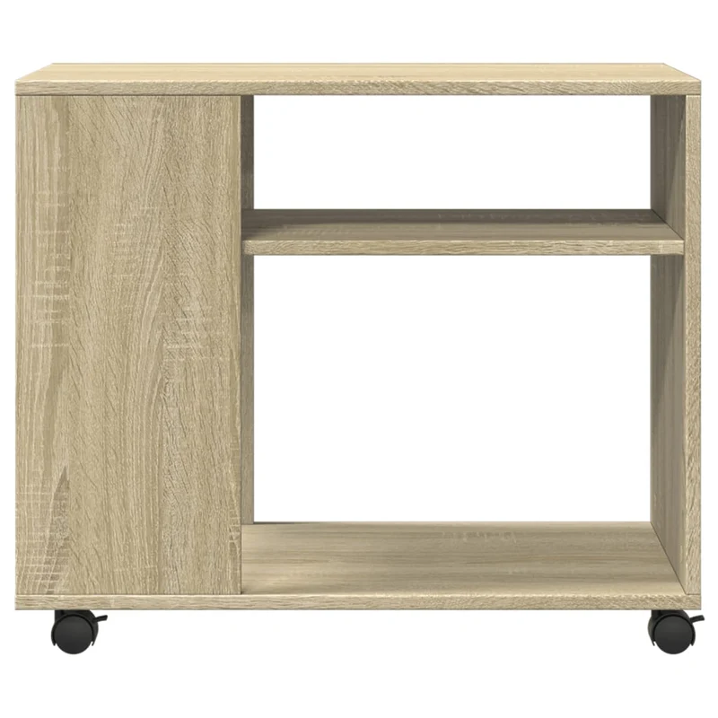Table d'appoint console bout de canapé sur roulettes en bois d'ingénierie couleur chêne DEC032331