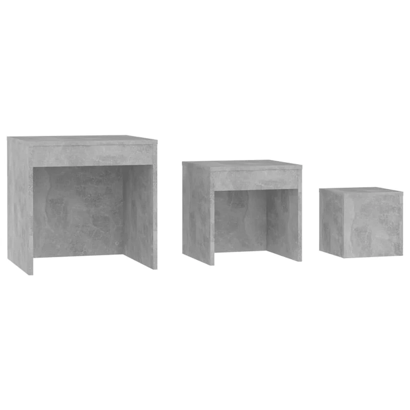 Lot de 3 tables d'appoint gigognes bout de canapé en aggloméré gris DEC032724