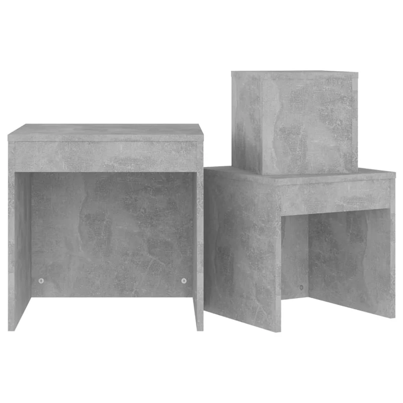Lot de 3 tables d'appoint gigognes bout de canapé en aggloméré gris DEC032724