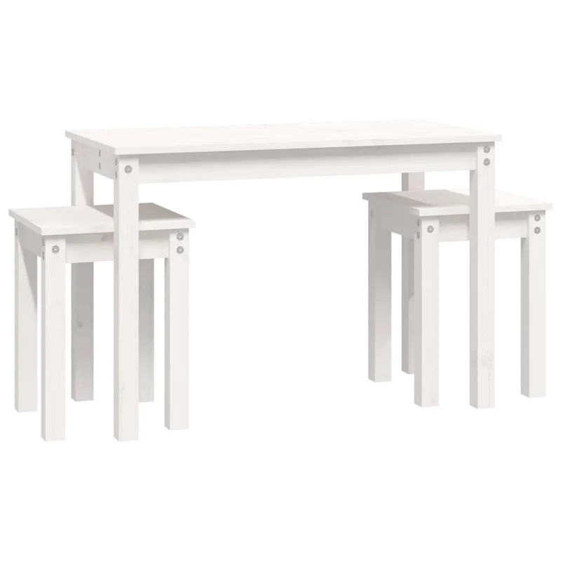 Lot de 3 tables d'appoint gigognes en bois de pin blanc DEC032698