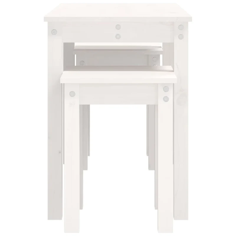 Lot de 3 tables d'appoint gigognes en bois de pin blanc DEC032698