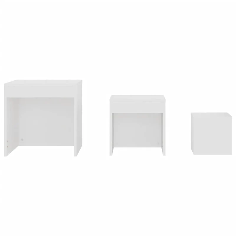 Lot de 3 tables d'appoint gigognes en aggloméré blanc DEC032695