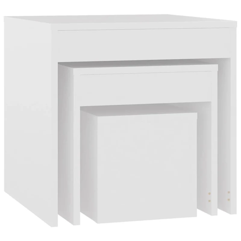 Lot de 3 tables d'appoint gigognes en aggloméré blanc DEC032695