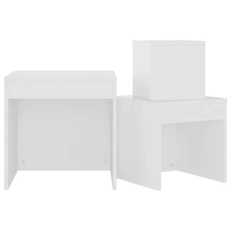 Lot de 3 tables d'appoint gigognes en aggloméré blanc DEC032695