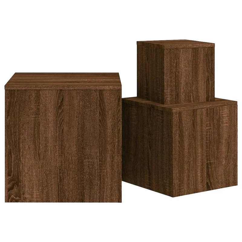 Lot de 3 tables d'appoint bout de canapé en bois d'ingénierie marron DEC032663