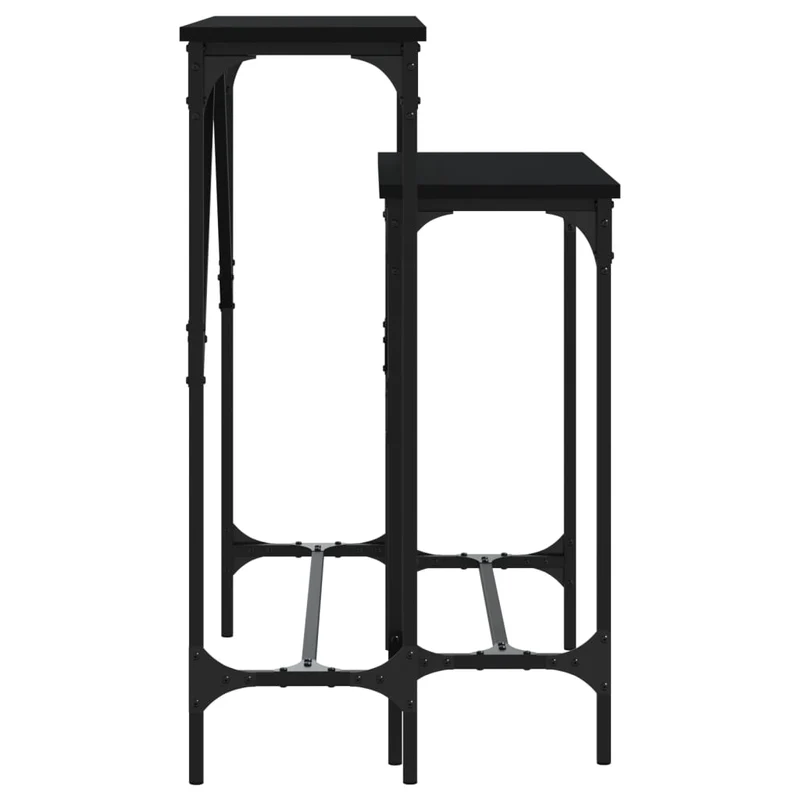 Lot de 2 tables d'appoint console en bois d'ingénierie noir et métal DEC032599