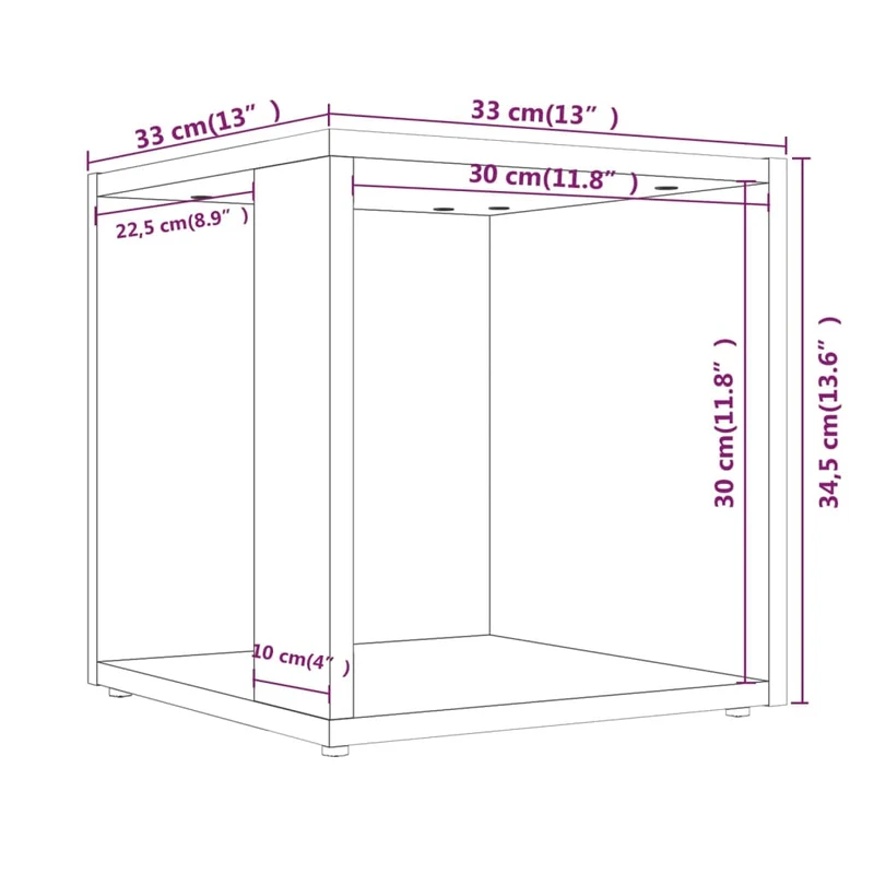 Table d'appoint meuble d'angle 33 x 33 x 34,5 cm bois d'ingénierie marron DEC032380