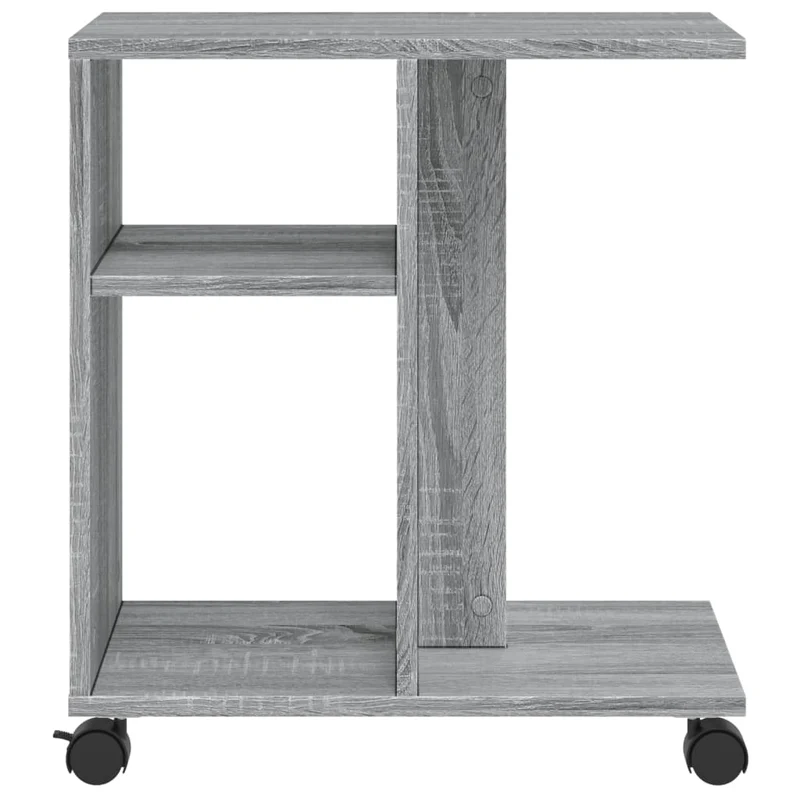 Table d'appoint bout de canapé sur roulettes 50 x 30 x 55 cm en bois d'ingénierie gris DEC032338
