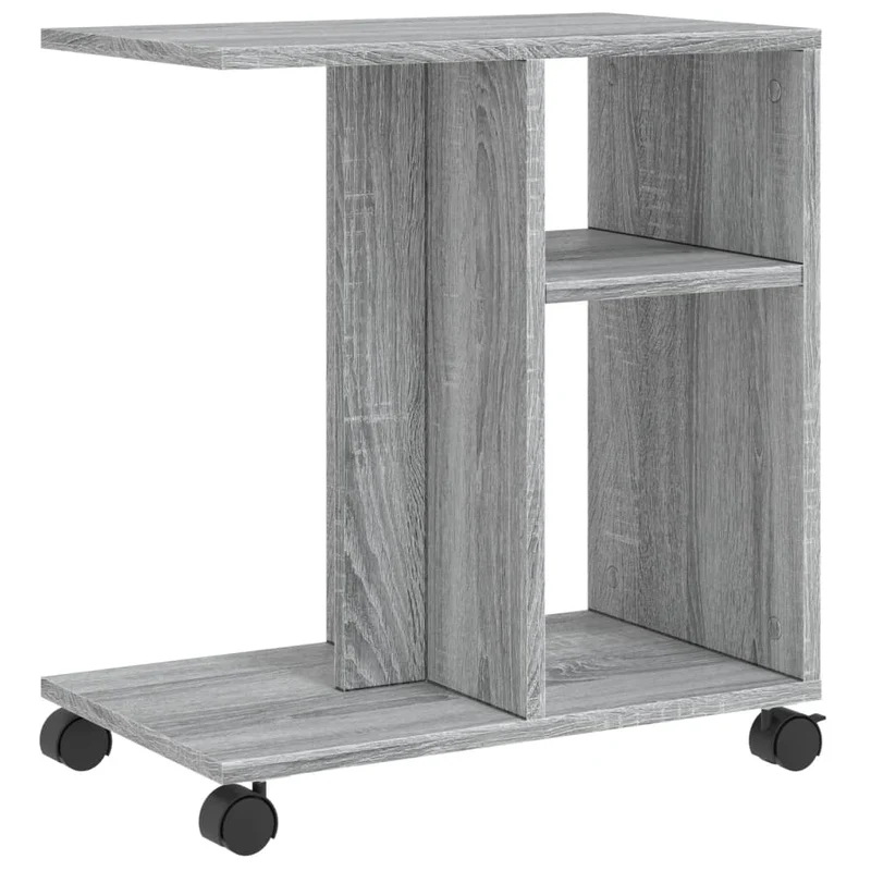 Table d'appoint bout de canapé sur roulettes 50 x 30 x 55 cm en bois d'ingénierie gris DEC032338