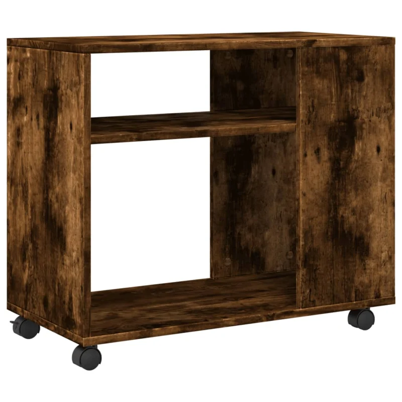 Table d'appoint console bout de canapé sur roulettes 70 x 35 x 60 cm en bois d'ingénierie marron DEC032328