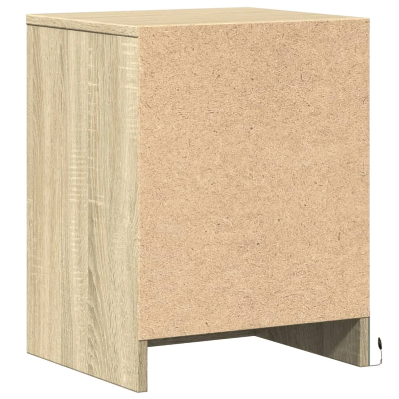 Lot de 2 tables de chevet avec tiroir et LED en bois d'ingénierie couleur chêne DEC032850