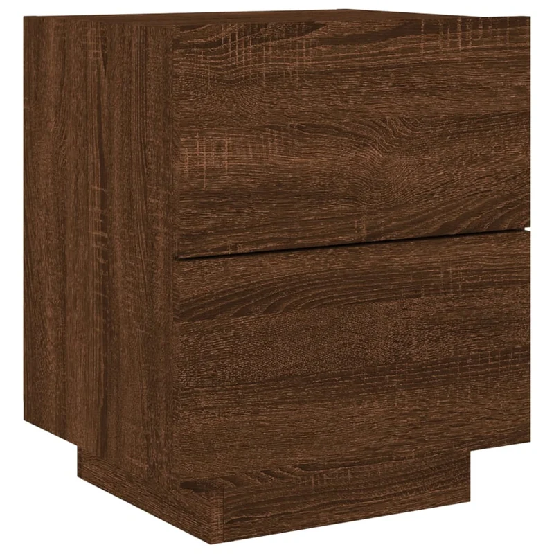 Lot de 2 tables de chevet avec tiroirs et LED bois d'ingénierie marron DEC032846