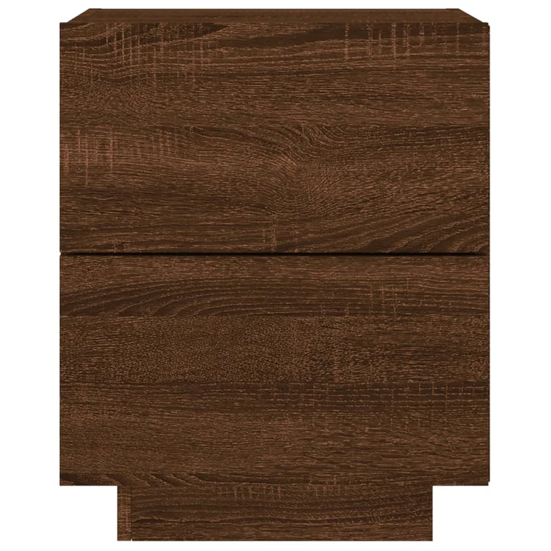 Lot de 2 tables de chevet avec tiroirs et LED bois d'ingénierie marron DEC032846