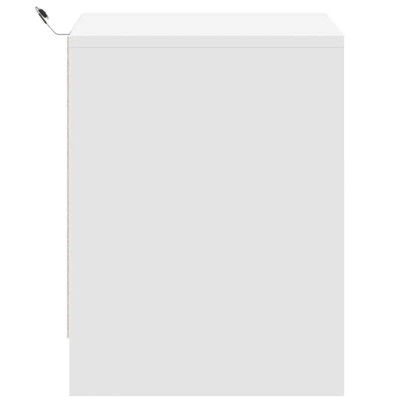 Table de chevet avec LED et tiroirs en bois d'ingénierie blanc DEC032767