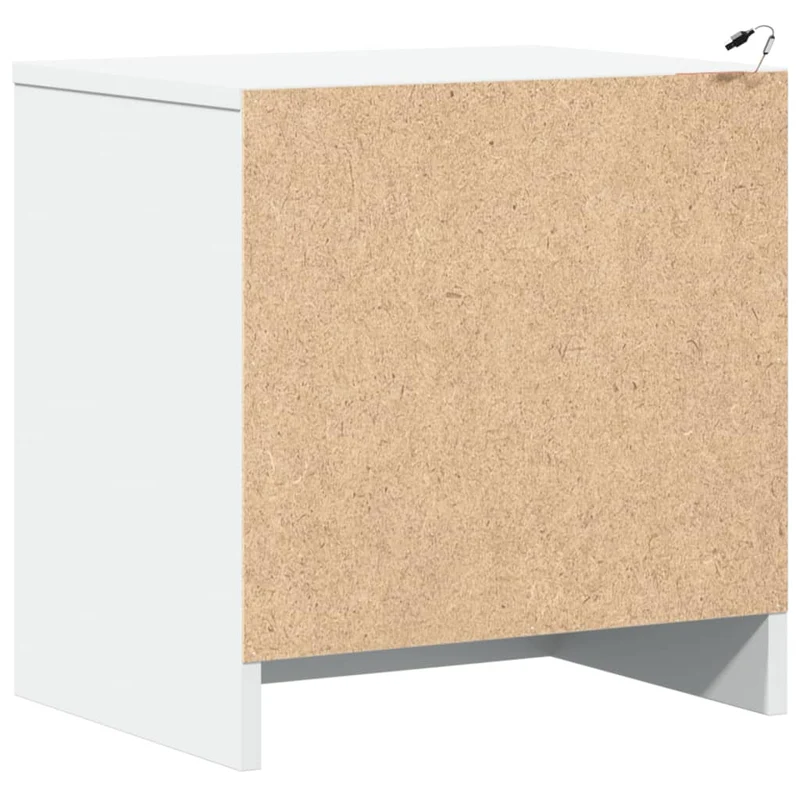 Table de chevet avec LED et tiroirs en bois d'ingénierie blanc DEC032767