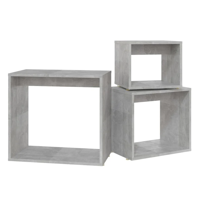 Lot de 3 tables d'appoint gigognes en aggloméré couleur gris béton DEC032723
