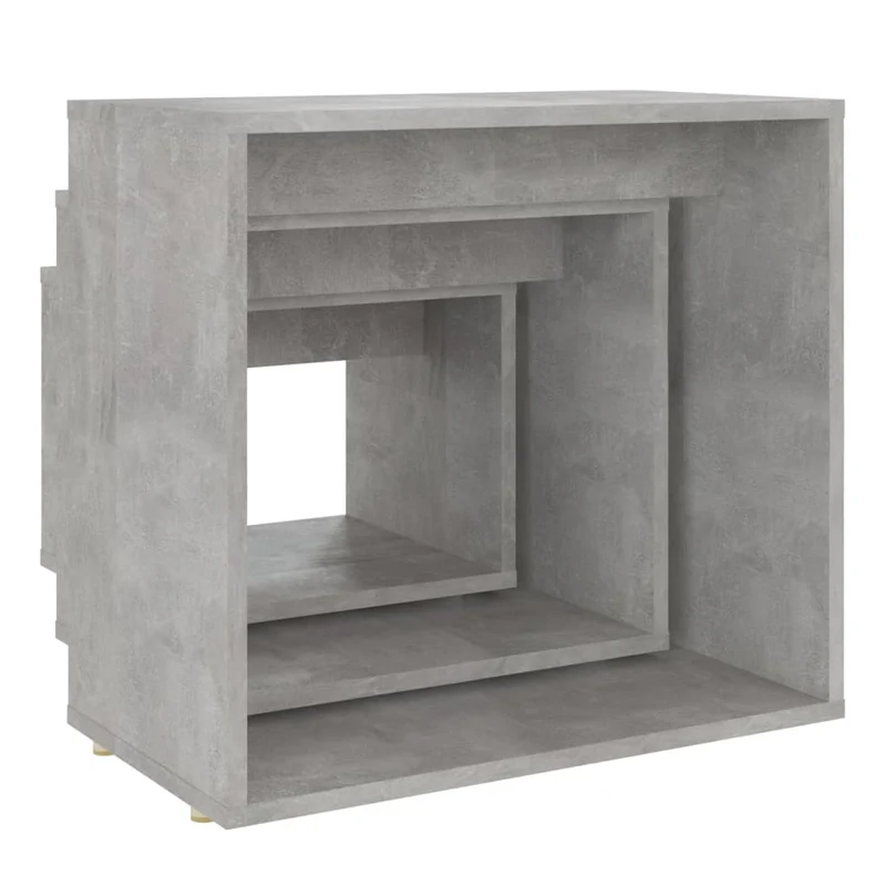 Lot de 3 tables d'appoint gigognes en aggloméré couleur gris béton DEC032723