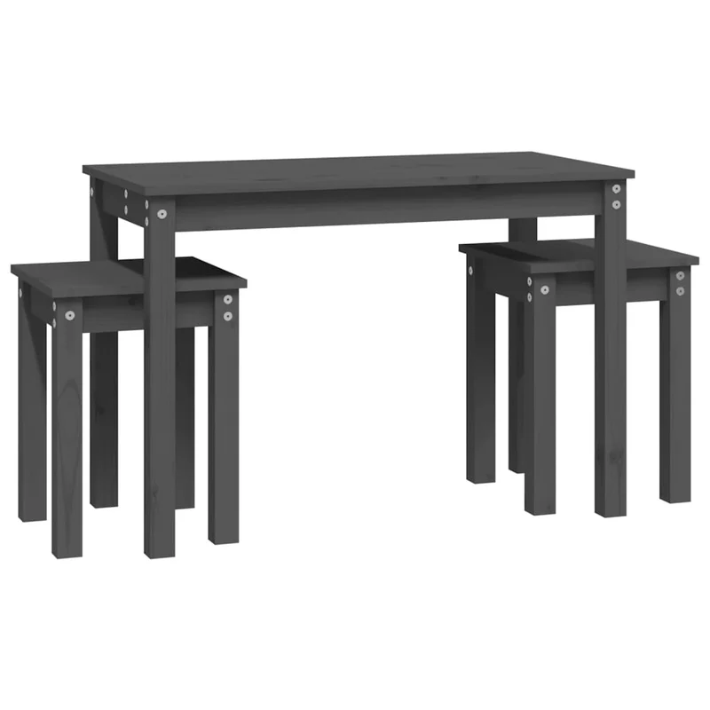 Lot de 3 tables d'appoint gigognes en bois de pin gris DEC032720
