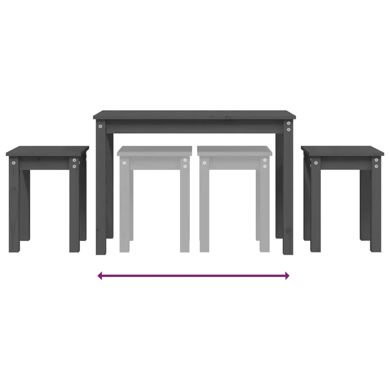 Lot de 3 tables d'appoint gigognes en bois de pin gris DEC032720