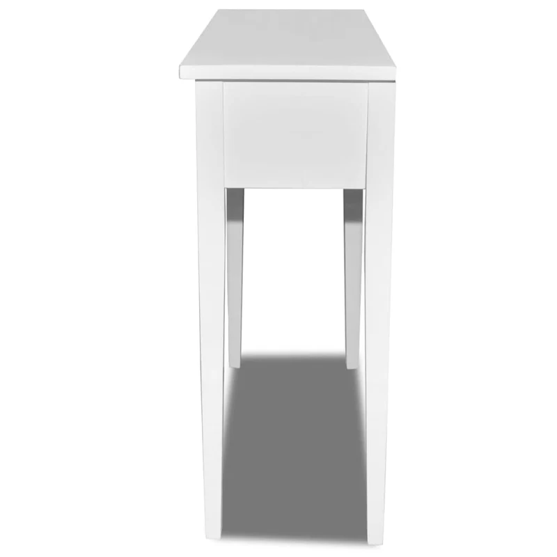 Table d'appoint console meuble coiffeuse avec 2 tiroirs MDF + bois de pin blanc DEC032564