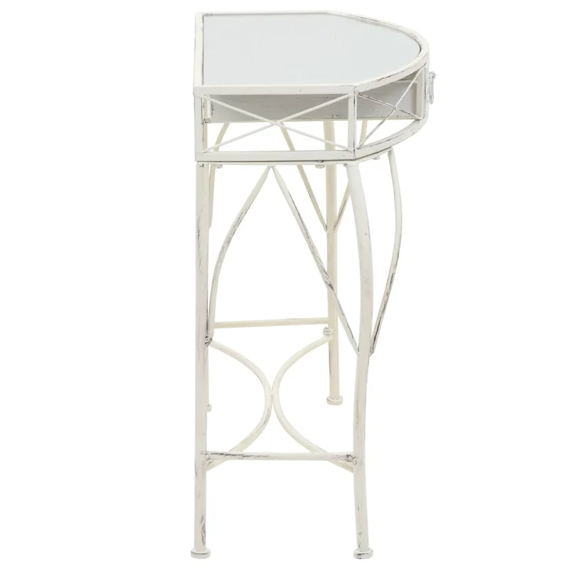 Table d'appoint console d'entrée avec tiroir 82 x 39 x 76 cm en métal blanc vieilli DEC032540