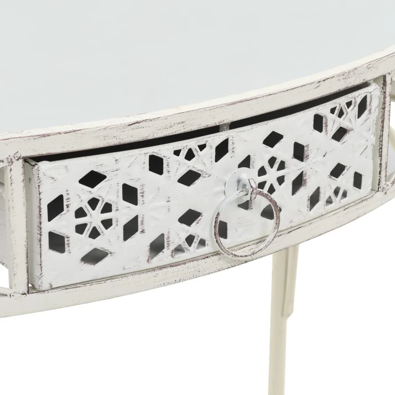 Table d'appoint console d'entrée avec tiroir 82 x 39 x 76 cm en métal blanc vieilli DEC032540