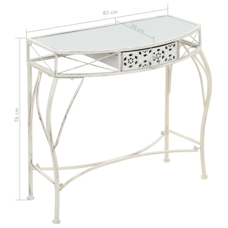 Table d'appoint console d'entrée avec tiroir 82 x 39 x 76 cm en métal blanc vieilli DEC032540