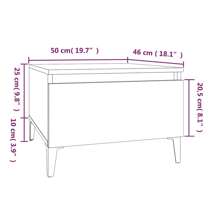 Table d'appoint table basse avec tiroir 50 x 46 x 35 cm bois d'ingénierie gris DEC032534