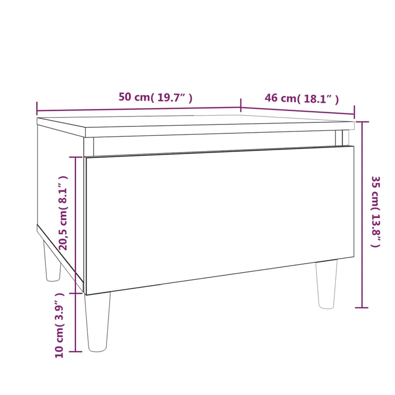 Table d'appoint table basse avec tiroir 50 x 46 x 35 cm bois d'ingénierie gris DEC032533