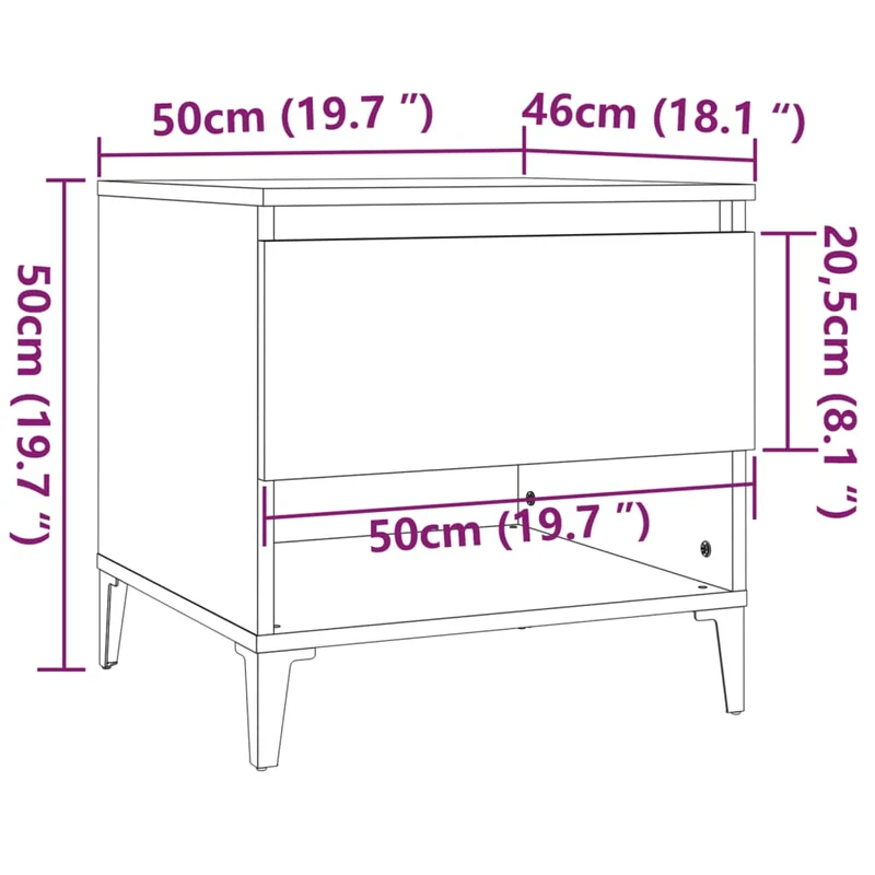 Table d'appoint bout de canapé console 50 x 46 x 50 cm bois d'ingénierie marron DEC032407